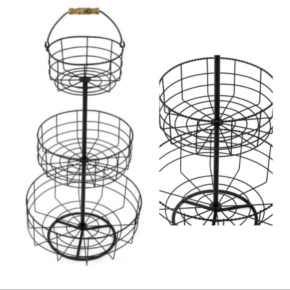 New Sorbus Black 3 Tier Fruit Basket